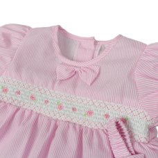 J13841: Baby Girls Pink Smocked Dress, Pant & Headband Set (NB-6 Months)